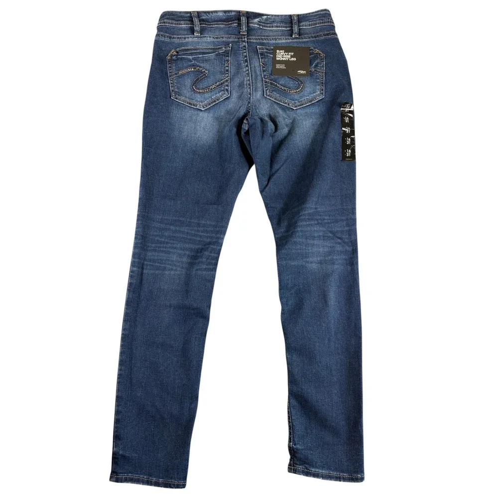 Silver Jeans Co. Suki Skinny Womens 16x31 Blue Denim Curvy Fit Mid Rise Western